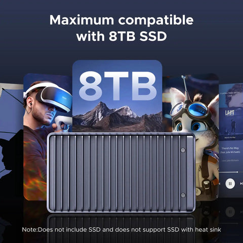 Slick Beast Mode M2 Nvme Enclosure for External Solid State Drives, aluminum housing compatible with 8TB SSD.