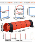 Dimensions of Dog Agility Training Kit 5-Piece Set With Adjustable Hurdles, Weave Poles, Extended Tunnel, Jump Ring, PVC material, model HC-ZAG08.