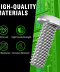 Rock Solid M6 X 16Mm Rack Mount Cage Nuts Screws And Washers 50 Pack Self Locking Server Cabinet Hardware Kit For Routers close-up of steel screw showing threads and design.