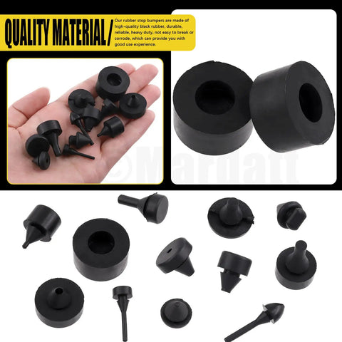 160 Piece Rubber Bumper Stopper Set For Cars With 12 Types Including Quarter Glass Hood Deck Lid Fender Trunk Gas Tank And Glove Box Bumpers Compatible With GM Chrysler Ford Vehicles Durable Quiet Install