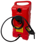 Flo N Go 14 Gallon Gas Caddy On Wheels With 53 Liter Portable Fuel Tank And Built In 10 Foot Hose And Fuel Transfer Pump For Lawn Mowers