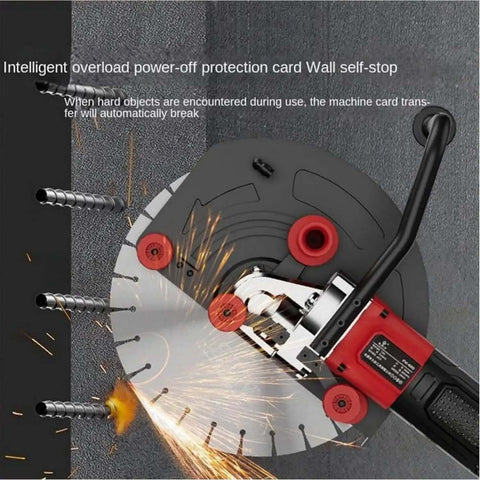 Heavy Duty Electric Concrete Cutter Saw With 8900W Motor Dual Blades and Integrated Water Pump cutting through concrete with sparks.