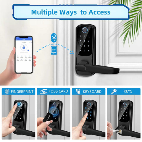 No Sweat Smart Keyless Door Lock With Fingerprint Scanner And Backlit Keypad Auto Unlock App Access Alexa Control Card Backup Tight Security Smooth Operation For Home And Office