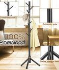 Sturdy Wooden Coat Rack Freestanding With Eight Hooks And Three Adjustable Heights 24 48 69 Inches A Dope Space Saving Organizer