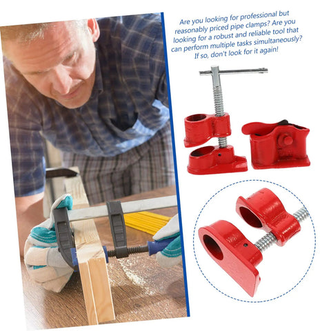 Built Tough Woodworking Pipe Clamp Set Half Inch Quick Release Cast Iron Clamps 2 Piece Kit for Woodworking and Glue Ups