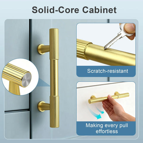 12 Pack 5 Inch Gold Cabinet Pulls Solid Aluminum Construction Fade Resistant Finish Durable Drawer Handles For Kitchen Cabinets Dressers Closets Wardrobes And Furniture Hardware Durable And Fade Resistant For Daily Use In High Traffic Areas, featured with scratch-resistant surface and effortless pull design.