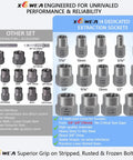 Professional 14 Piece Bolt Extractor Set For Removing Damaged And Rounded Off Bolts And Nuts With Three Eighths Inch Drive, Impact Grade Chrome Molybdenum Steel, Case Included