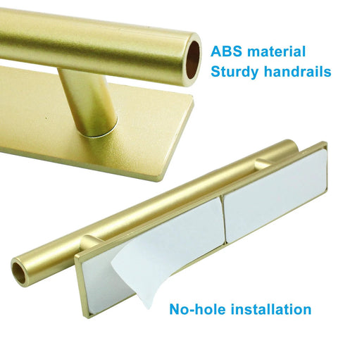 8 Pack Self Stick Push Pull Cabinet Handles Easy Peel And Stick No Drill Instant Upgrade with gold finish and adhesive backing