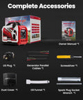 2400 Watt Portable Inverter Generator With Smart App Control Ultra Quiet Engine And Reliable Clean Power Ready To Roll For Campground Days And Home Power Backup with complete accessories including cables, plug, and tools.