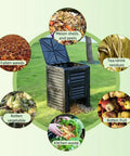 300L Outdoor Compost Bin Heavy Duty Plastic With Huge Capacity For Garden And Yard Tumbler Style Fertilizer Box in yard