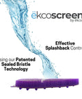 60 Day Premium Anti Splash Urinal Screen With Berry Scent Deodorizer, Long Lasting Odor Control And Splash Prevention For Cleaner Restrooms, Purple 12-Count Screens visual with water splash illustration and purple bristle design