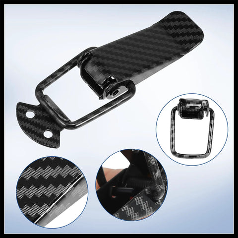Universal Car Bumper Security Hook Lock Clips Quick Release Fasteners, carbon fiber pattern, close-up view