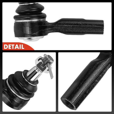 Two Pack Front Outer Tie Rod Ends 14 mm Thread Compatible With Nissan Frontier Xterra Pathfinder Armada J30 Q45 QX4 M45 Four Wheel Drive Models Infiniti SUVs Beefed Up Handling, black steel end detail