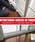 Person installing 3 In 1 Door Security Bar And Barricade For Home Apartment Or Travel, Beefed Up Heavy Duty Adjustable Iron Lock Bar on sliding door