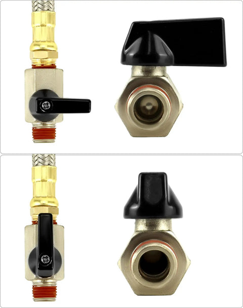 Two Pack Extended Tank Drain Valve Kit For Air Compressors With Ten Inch Drain Hose And One Quarter Inch NPT Threads