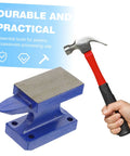 Heavy Duty Horn Pad Tool For Blacksmithing And Jewelry Making with hammer and blue metal stand for shaping and riveting