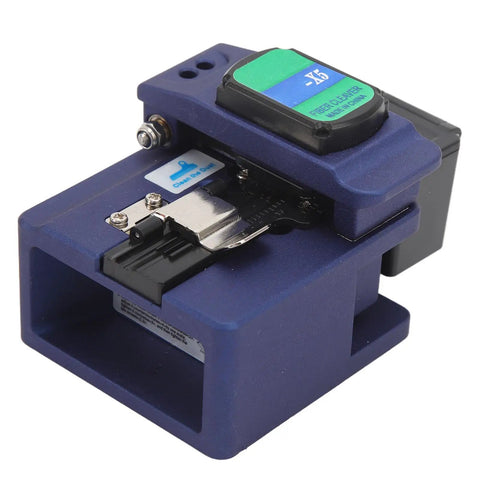 High Precision Machined Aluminum Alloy Fiber Cleaver With Automatic Return Cutter And 3 In One Fixture, blue handheld tool for fiber cutting.