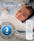 Sleeping baby with remote for 52 Inch White Ceiling Fan With Light And Remote Energy Efficient 120V DC Motor Dimmable LED Light