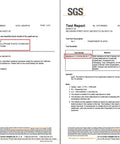 SGS test report for clear 5x7 inch cellophane bags with self-sealing closure, outlining compliance and material safety details.