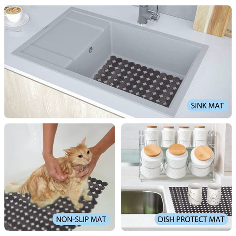 Two Pack Kitchen Sink Protector Mats Adjustable Size Fast Draining Design Dish Drying Mat For Dishes And Glassware Easy To Clean Cut To Fit DIY Keeps Sink Scratch Free And Tidy