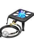 Single Burner Cast Iron Camping Stove With Adjustable Flame Portable Backpacking Friendly Outdoor Cooking Stove Including CSA Listed Regulator And Gas Hose