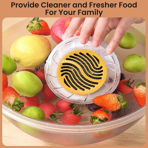 Cordless Electric Produce Washer And Veggie Scrubber Driven By Smart Electrolytic Tech And Heavy Duty Titanium Rods For A Legit Deep Clean On Fresh Fruit Rice And Cookware Daily cleaning fruits in a bowl.