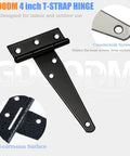 12 Pack 4 Inch T Strap Hinges Black For Shed Barn Gates And Fences Premium Wrought Iron Hardware Rustproof Tee Hinges