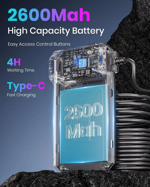 Lighted Camera For Tight Inspections With 4.3 Inch IPS Screen Borescope Visual Inspection Tool Delivers Real Time 1080p HD Video 180 Degree Rotation Contrast Adjust Easy Access In Narrow Spaces, 2600mAh battery