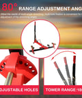 10 Ton Beefy Car Frame Puller Set With 4409 Lb Loading Capacity Auto Body Frame Straightener And Heavy Duty Car Frame Machine For Collision Repair Hydraulic 5000 PSI Power And 2000 Kg Capacity With 180 Degree Adjustable Tower image showing adjustable holes and 180-degree tower range features.