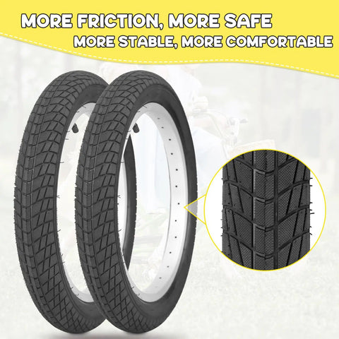 Two Pack 18 Inch Kid Bike Tires 18 X 2.125 With Inner Tubes Fits 18 Inch Bicycles BMX MTB Black Smooth Tread