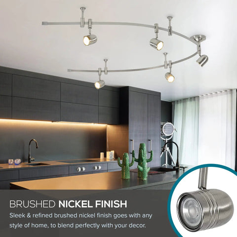 96 Inch Brushed Nickel LED Flex Track Ceiling Light 5 Light Adjustable Track Fixture For Kitchen And Living Room Bulbs Included Modern Transitional Design Overhead Lighting