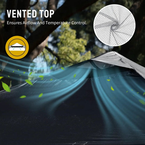 Vented top of 10x10 Pop Up Canopy With One Push CenterLok Setup For No Fuss Quick Outdoor Shade At Events And Camping