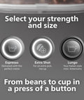 Control panel of Baristina Espresso Machine With Automatic Grinder Grind Tamp And Brew In One Swipe 16 Bar Pump Compact Black Coffee Maker