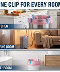 Lock Tight Plastic Garbage Bin Clips With Textured Anti Slip Grip Kick The Slipping Habit And Keep Kitchens Fresh Secure Trash Bag Holders 10 Pack Quick Setup used in kitchen, living room, and bathroom.
