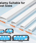 TV Cord Hider For Wall Mounts Paintable Cable Cover For 2 To 3 Wires Easy Install Wire Management For TV Cables Behind Your Flat Screen White UL94 V0 Safe Keeps Wires Hidden And Neat For A Slick Look. white cable cover set in medium, large, x-large, xx-large sizes