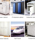 Various industrial and furniture cabinets with applications including power, IT, industrial, furniture, rail transit, and compressor use.