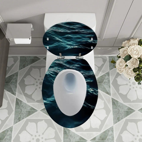Toilet Seat Elongated Resin for Bathroom with wave design, fits standard toilets, 14.5" x 18.5" size.