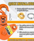 Snatch Block With Hook 2 Ton WLL For 3/8 Inch Wire Rope Heavy Duty Winch Pulley For Rollback Wrecker Car Hauler Tow Truck Accessories Light Orange Durable Construction For Tough Jobs, orange with hook