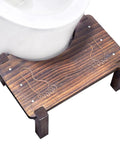 Wooden 7 Inch Squatting Toilet Stool for Adults with foot pad and anti-slip design, shown under a toilet for natural posture support.