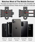 Universal Phone Adapter For Binoculars Monoculars Scopes Telescopes And Microscopes Clip showing phone clamp size compatibility.