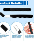 Six Piece Garden Tool Sharpener Set With Carbide Knife Sharpener And All Purpose Sharpening Stone For Garden Tools Knives Machetes And Shears Save Time And Labor, showing close-up of PVC rubber handle and tungsten steel alloy blade.