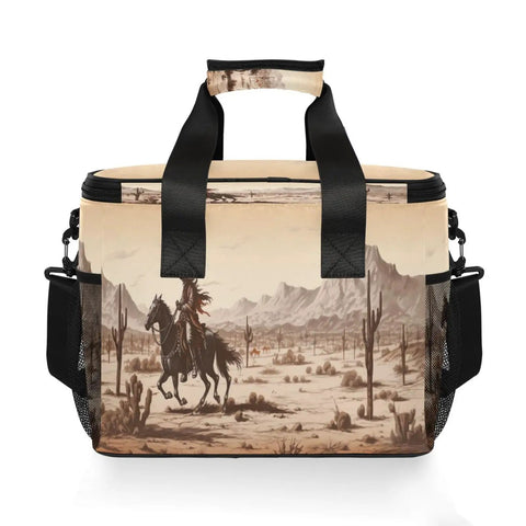 Go-To Insulated Lunch Bag With Shoulder Strap For Picnic, Hiking, Camping Or Work, 15L Big Capacity, desert pattern
