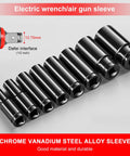 Top Notch 10 Piece Deep Impact Socket Set Metric 8 To 24mm For Tough Lug Nut Removal And Heavy Duty Automotive Maintenance With Durable Cr-V Steel Construction Built Like A Boss For Trucks SuVs And Motorcycles, 1/2-inch drive sleeves