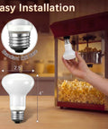 4 Pack 50W 120V R20 Popcorn Machine Light Bulb Replacement Bulbs For Warmers Keeps Popcorn Hot, Fresh, And Crispy For Concession Stands And Home Popcorn Setups, 2.5in E26 bulb