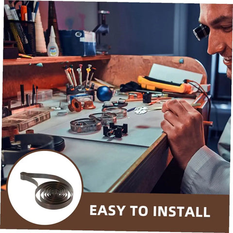 Watchmaker repairing using 4 Piece Mechanical Clock Main Spring Repair Kit For Wind Up Alarm Clocks Replacement Parts And DIY