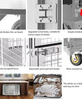 Close-up details of the Heavy Duty Fold Flat Platform Cart With Reinforced Cage, highlighting installation and features.