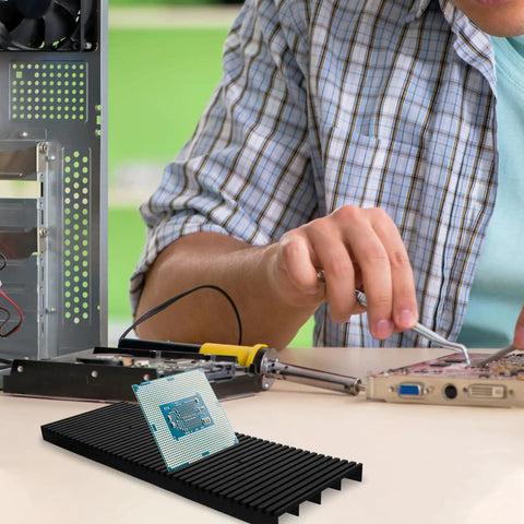 Anti Static Circuit Board Rack Tray for Electronics Projects shown holding PCB securely during repairs