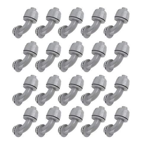 Insanely Tough 20 Pack 90 Degree Conduit Fittings Liquid Tight One Half Inch Npt Connectors Durable Nylon 6 Design for flexible line use.