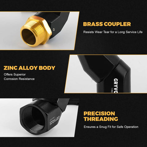 Dual Rotary 1 Inch NPT Fuel Hose Swivel for Quick Fuel Transfers 360 Degree Rotation at Both Ends Fits Pumps and Nozzles 2 Pack with Easy Angle Adjustment for Faster Mess Free Fueling brass coupler and zinc alloy body
