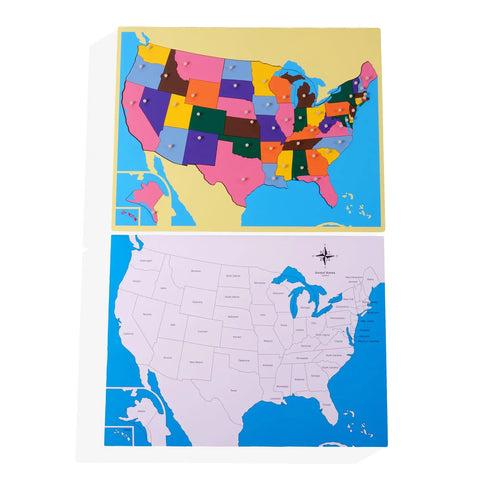 Kid Friendly Montessori USA Map Puzzle For Kids Large Wooden United States Map With All 50 States Geography Learning Tool